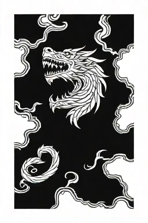 Dragon Wolf Roman tattoo design idea
