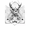 biker demon holding a playing card With Ace Demon  tattoo design idea