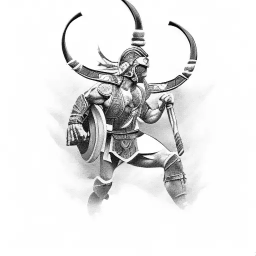 Create a tattoo inspired by gladiators and their fighting spirit, using a black-grey style. tattoo design idea