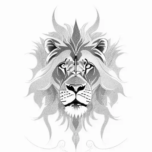 Combine the fierce nature of a lion with the strength of a warrior in a blackwork tattoo. tattoo design idea