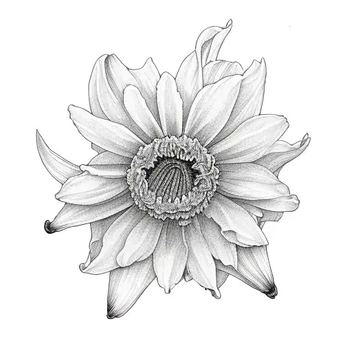 daffodil, daisy, morning glory, chrysanthemum  tattoo design idea
