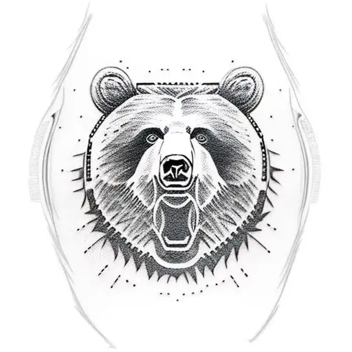 bear face portrait tattoo design idea