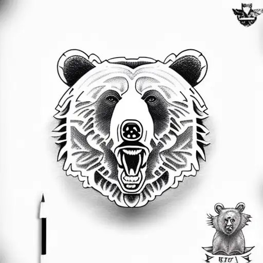 bear face portrait tattoo design idea
