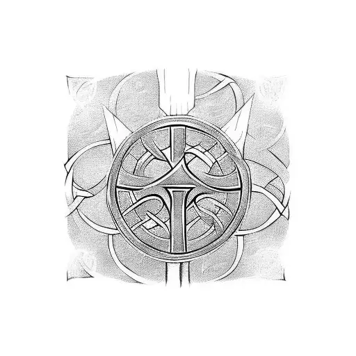 Thor, Celtic runes, Mjolnir. Norse mythology tattoo design idea