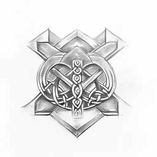 Thor, Celtic runes, Mjolnir. Norse mythology tattoo design idea
