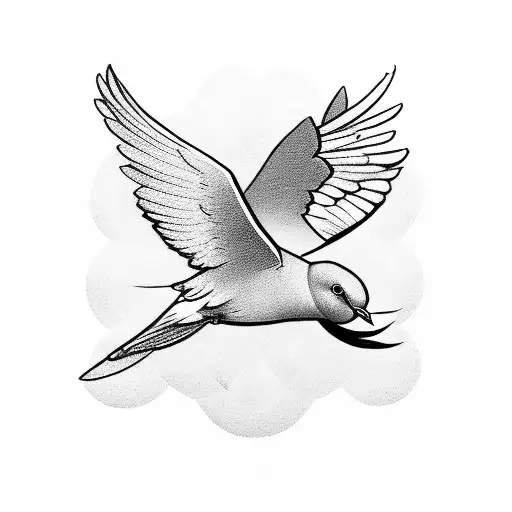 serenity prayer with 2 small doves and a cloud background tattoo design idea