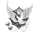 forearm tattoo the serenity prayer with 2 small doves and a cloud background tattoo design idea