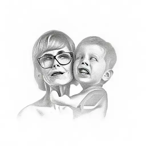 mother and son tattoo design idea