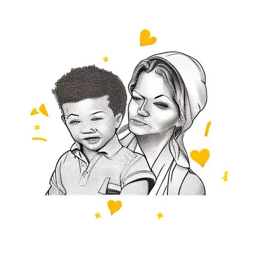 mother and son tattoo design idea