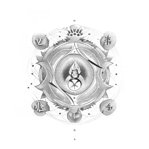 three hearts in each other with the leo sign, cancer sign, and virgo sign inside tattoo design idea