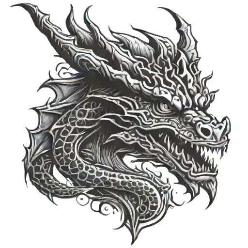 dragon face tattoo design idea