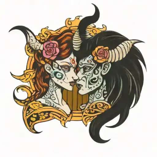 wife is Aquarius and husband is Taurus zodiac symbol married August 14th 1999  tattoo design idea