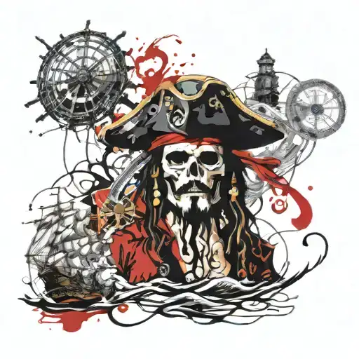 number 23 pirates of Carribbean one piece lord of rings tattoo design idea