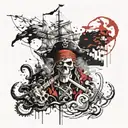 number 23 pirates of Carribbean one piece lord of rings tattoo design idea