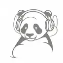 A minimalist tattoo of a panda wearing headphones and listening to music tattoo design idea