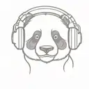 A minimalist tattoo of a panda wearing headphones and listening to music tattoo design idea