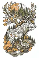 deer cliff forest  tattoo design idea