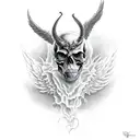Three skull with devil wings tattoo design idea