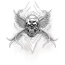 Three skull with devil wings tattoo design idea