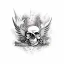 Three skull with devil wings tattoo design idea