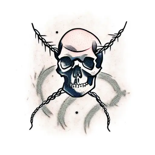 skull with a barbed wire as a headpiece tattoo design idea