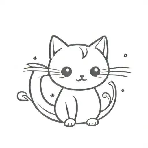 cute cartoon ghost cat tattoo design idea