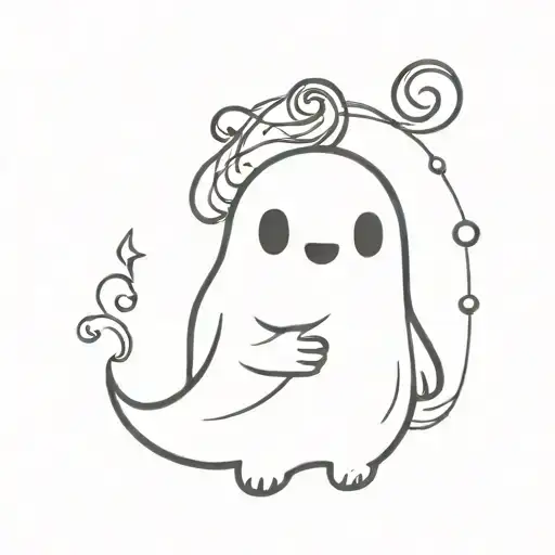 cute cartoon ghost tattoo design idea