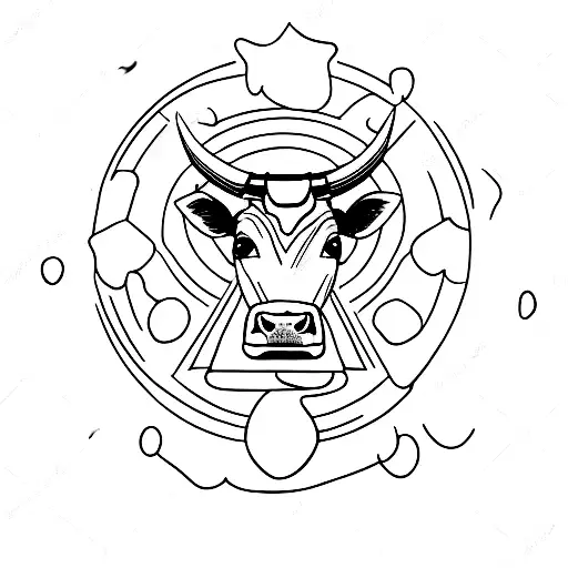 cow being abducted by a UFO  tattoo design idea