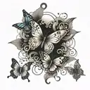 An intricate tattoo design symbolizing faith and self growth, with elements of butterflies to represent transformation and growth tattoo design idea