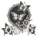 An intricate tattoo design symbolizing faith and self growth, with elements of butterflies to represent transformation and growth tattoo design idea