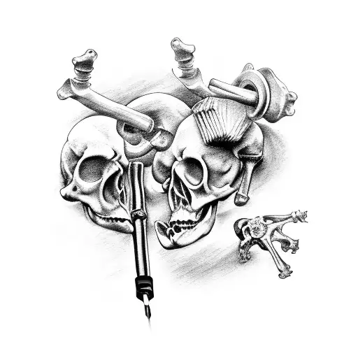 A welding torch made from bones tattoo design idea