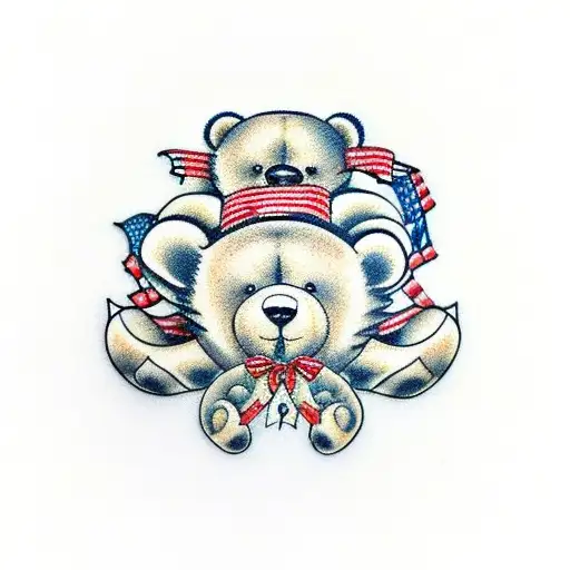 two teddy bears tattoo design idea