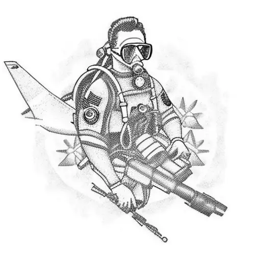 special forces diver combined with air traffic control tattoo design idea