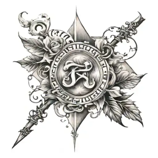 big tattoo "faith will persistence patience" with shadows  tattoo design idea