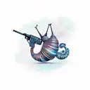 snail holding gun  tattoo design idea
