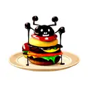chocolate spider with burger tattoo design idea