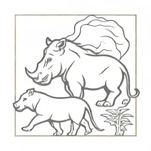 lion followed by hippo followed by rhino followed by an elephant tattoo design idea