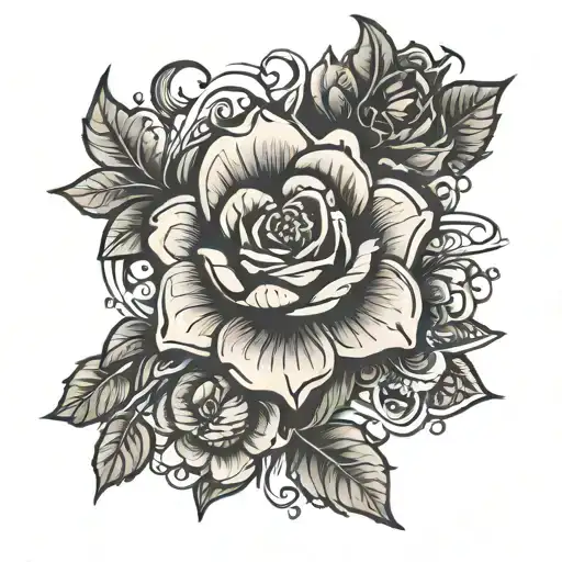 Tudor rose intertwined tattoo design idea