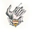 fingers holding cracker with cheese tattoo design idea
