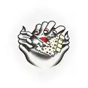 fingers holding cracker with cheese tattoo design idea