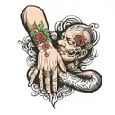 dad pass away and daughter holding hands tattoo design idea