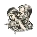 dad pass away and daughter holding hands tattoo design idea