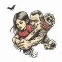 dad pass away and daughter holding hands tattoo design idea