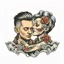 dad pass away and daughter holding hands tattoo design idea