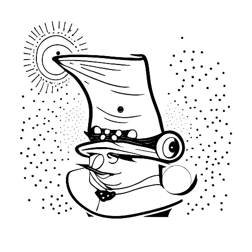 emperor penguin wearing a top hat tattoo design idea