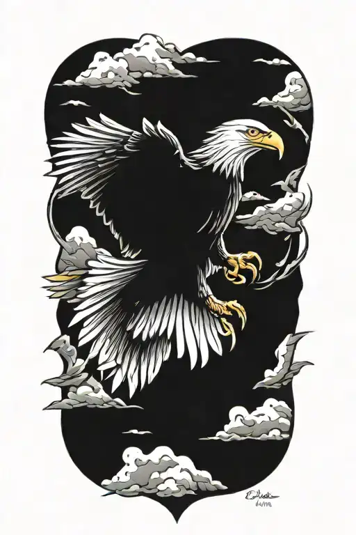bald eagle soaring tattoo design idea
