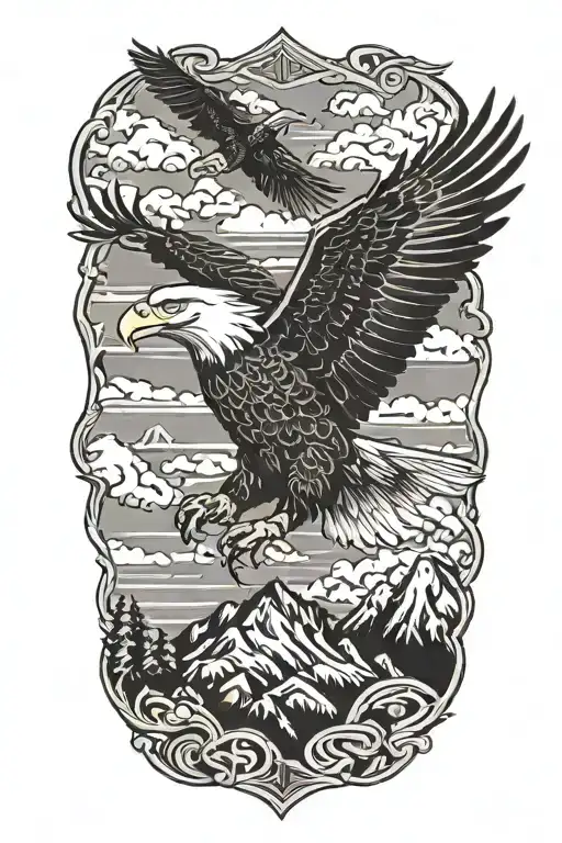 bald eagle soaring tattoo design idea
