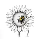 a bee and a butterfly and a sunflower  tattoo design idea