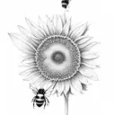 a bee and a butterfly and a sunflower  tattoo design idea