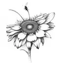 a bee and a butterfly and a sunflower  tattoo design idea